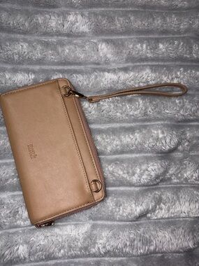 Tan Leather Wristlet Clutch